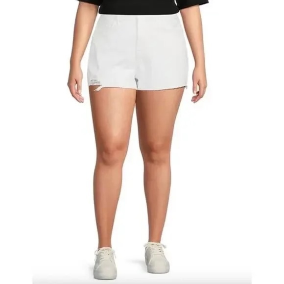 Good American Good '90s Ripped Raw Hem Denim Shorts White Plus Size 16 - Picture 1 of 5